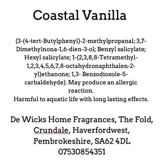 Coastal Vanilla - De Wicks Home Fragrances