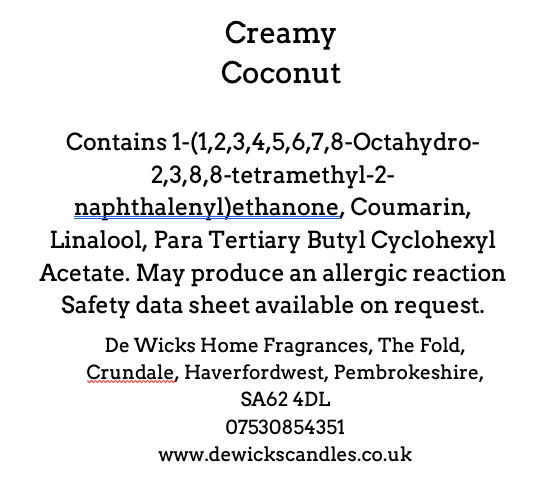 Creamy Coconut - De Wicks Home Fragrances