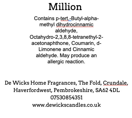 Million - De Wicks Home Fragrances