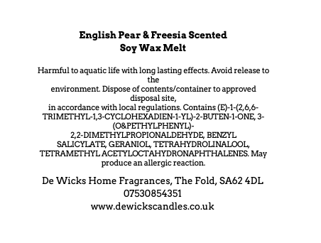 English Pear & Freesia - De Wicks Home Fragrances