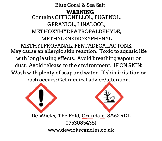 Blue Coral & Sea Salt - De Wicks Home Fragrances